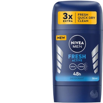 NIVEA MEN DEZODORANT MĘSKI SZTYFT BEZ ALUMINIUM Fresh Active