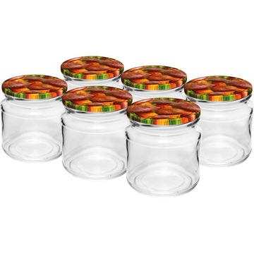 6szt SŁOIK 212ml KOLOROWA ZAKRĘTKA fi66 132212