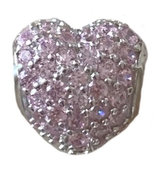 ZAWIESZKA CHARMS SREBRO 925 serce różowe
