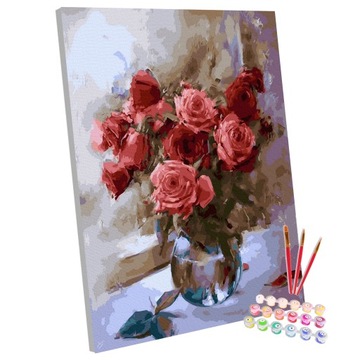 Zestaw Obraz Do Malowania MALOWANIE PO NUMERACH Na Ramie Kwiaty 40x50 cm