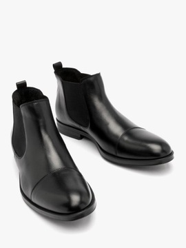 Sztyblety męskie czarne skórzane RYŁKO buty ocieplane zimowe skóra licowa