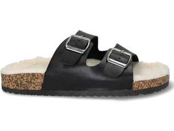 KLAPKI BUTY Z FUTERKIEM KLAMRY KORKOWA PODESZWA 41