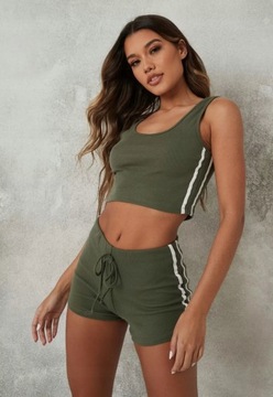 MISSGUIDED PRĄŻKOWANY KOMPLET TOP I SPODENKI L