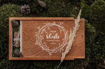 ДЕРЕВЯННАЯ КОРОБКА ДЛЯ ФОТОПРИНТОВ 21х15 ГРАВИРОВКА