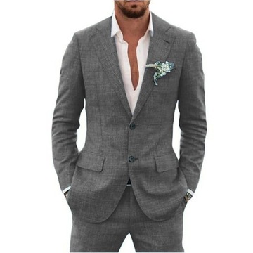 Slub Cotton Linen Suiting Fabric Full Men's Suit L