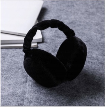 CZARNE NAUSZNIKI DAMSKIE PLUSZOWE SKŁADANE UNIWERSALNE na PREZENT JAKOŚĆ