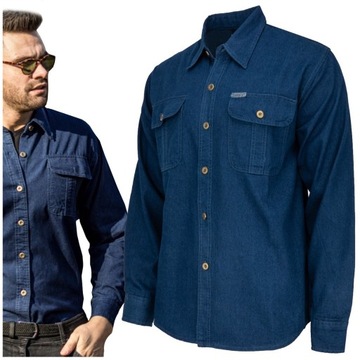 KOSZULA MĘSKA JEANSOWA - BAWEŁNIANA - No2 - L