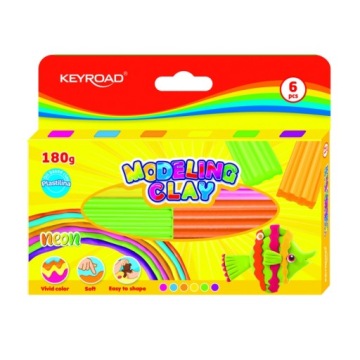 Пластилін KEYROAD 6x30 г неон коробка мікс кольорів