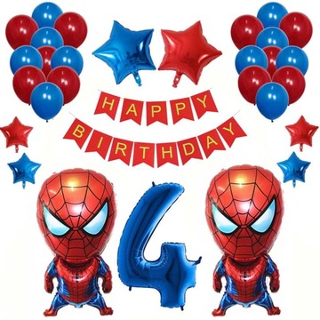 ZESTAW BALONY NA 4 CZWARTE URODZINY SPIDERMAN