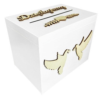 Biały zestaw pudełko na obrączki i na koperty wesele ślub zestaw drewniany
