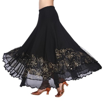 zr-Belly Dance Costume Long Satin Swing Black