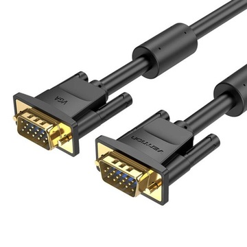 Kabel VGA(3+6) męsko-męski z rdzeniami ferrytowymi 3m Vention DAEBI Czarny