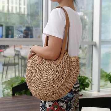 Сумка Basket Bag на соломенном каркасе, бохо лето