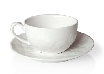 FILIŻANKA ZE SPODKIEM DO KAWY PORCELANOWA 270ML