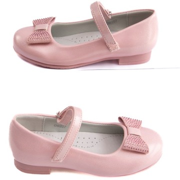 Pantofelki KOMUNIA Baleriny Eleganckie DB207 Różowe r. 25