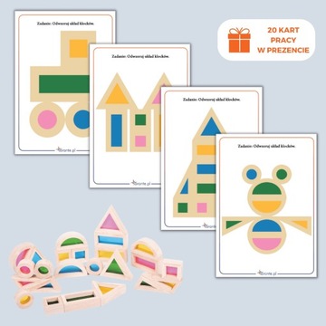 Деревянные радужные терапевтические блоки (24 элемента) - Сенсорная игрушка