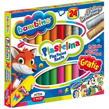 PLASTELINA BAMBINO 24 KOLORY + PODKŁADKA GRATIS