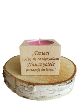 Prezent dla NAUCZYCIELA ŚWIECZNIK drewniany