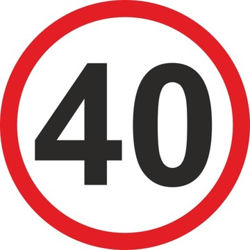 Naklejka OGRANICZENIE PRĘDKOŚCI 40 km/h znak 10 cm