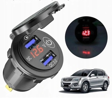 АВТОМОБИЛЬНОЕ ЗАРЯДНОЕ УСТРОЙСТВО 2xUSB QC3.0 СЕНСОРНЫЙ ВОЛЬТМЕТР