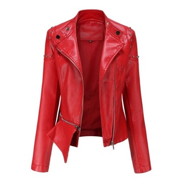 FASHION DAMSKA KURTKA SKÓRA RAMONESKA ZAMKI BIKER