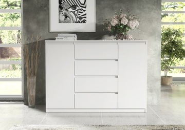 Современный сундук с ящиками 140 см белые 4 ящики 2 двери для салона спальни