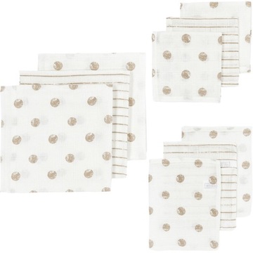 Meyco Baby Dot Stripe zestaw startowy - 9-pak - muslinowy - sand