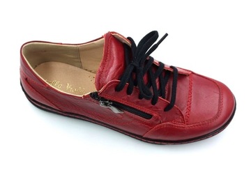 Suwak piękne Wiązane buty 100% skóra 502 czerwony 37