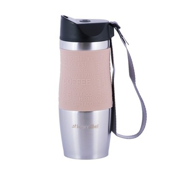 KUBEK TERMICZNY TERMOS STALOWY 100% SZCZELNY pojemny bidon KAMILLE 380 ml