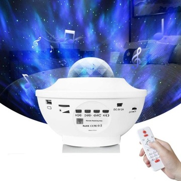 LAMPKA PROJEKTOR GWIAZD LED BLUETOOTH USB BIAŁY