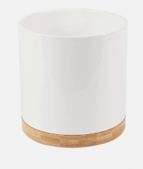 OSŁONKA CERAMICZNA BIAŁA BAMBUSOWA PODSTAWKA 15CM