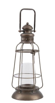 LAMPION METALOWY BRĄZOWY 40cm LOFT Z UCHWYTEM