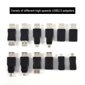 В упаковке 12 шт. USB2.0 микро/мини-папа-мама C-адаптеры-преобразователи