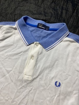 FRED PERRY ORYGINALNE BIAŁO NIEBIESKIE BAWEŁNIANE POLO XXL