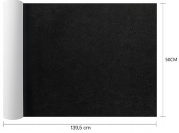 SKÓRA SAMOPRZYLEPNA EKO SKAJ TAPICERSKI KLEJ ŁATY CZARNY 140x50cm 650 g/m²