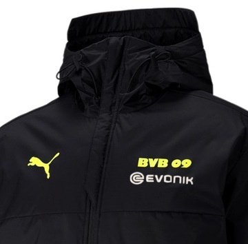 DUŻA MĘSKA KURTKA ZIMOWA PUMA KOLEKCJA BVB 764761 05 CZARNA ROZM. 3XL