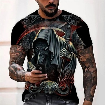 Męska koszulka z nadrukiem czaszka modna koszulka