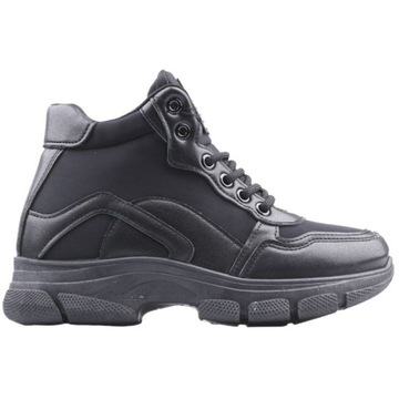 Sneakersy BUTY SPORTOWE DAMSKIE PLATFORMA czarne