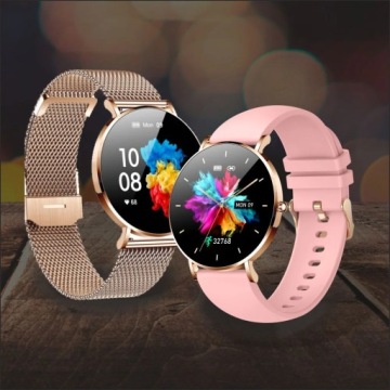 УМНЫЕ ЧАСЫ ЖЕНСКИЕ РОЗОВЫЕ AMOLED ALEXA + РЕМЕШОК