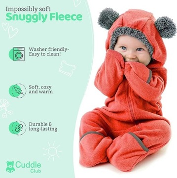 Флисовый комбинезон с капюшоном Cuddle Club, 5 лет, оранжевый