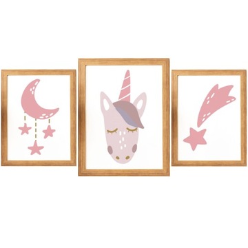 Розовый ЕДИНОРОГ Набор постеров для детей А4