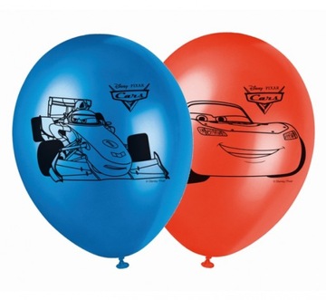 BALONY czerwone niebieskie CARS auta urodziny 8szt
