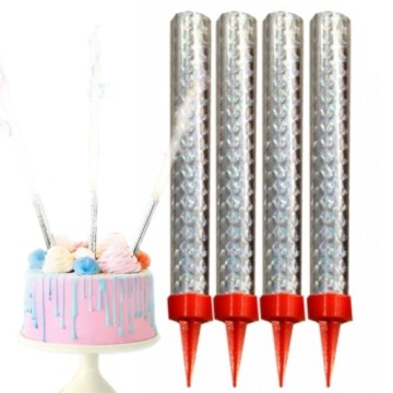 СЕРЕБРЯНАЯ РЕЛЬСОВАЯ СВЕЧА НА ТОРТ РОЖДЕНИЯ ТОРТ ФОНТАН 2 шт.