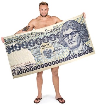 RĘCZNIK PIERDYLIARD banknot 100000000000000000000 złotych 76X152cm