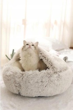 ПЛЮШЕВАЯ КРОВАТЬ ДЛЯ КОШКИ СОБАКИ, ТЁПЛЫЙ ДОМ, 40 см