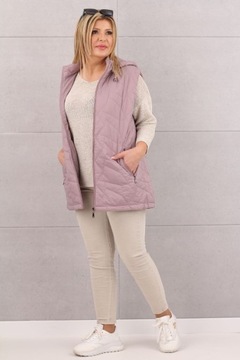 ДЛИННЫЙ СТЕГАНЫЙ ЖИЛЕТ С КАПЮШОНОМ ЖЕНСКИЙ МОДНЫЙ РУКАВ САМЫХ РАЗМЕРОВ