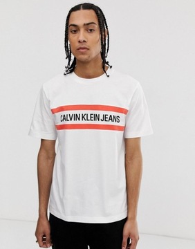 CALVIN KLEIN JEANS T-SHIRT MĘSKI BIAŁY LOGO L 1RRD