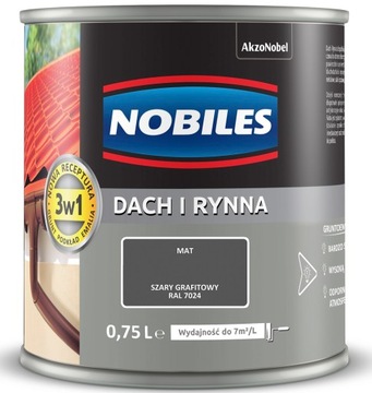 Nobiles dach rynna farba na ocynk szary grafitowy 0,75L RAL 7024 MAT
