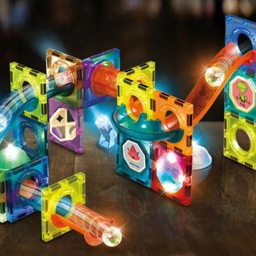 Большие магнитные конструкционные блоки светящиеся шариковые дорожки 75 элементов