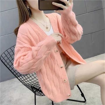2023 Korean Women's Knitted Cardigan Sweater Loose